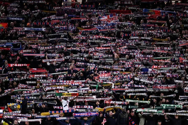 Football fans cheering and watching Champions League Final 2026 live stream