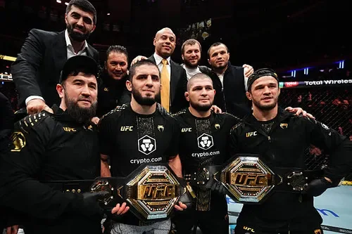 UFC cage fight — MMA competitors live at the event