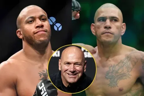 Alex Pereira and Ciryl Gane face off for UFC Freedom 250 with Dana White between them